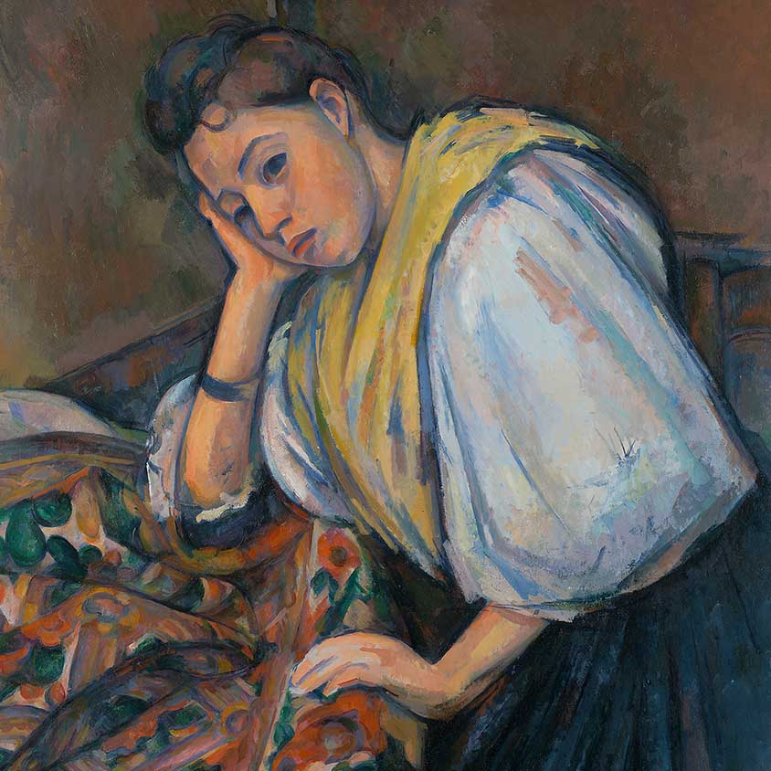 Young Italian Woman at Table by Paul Cézanne 