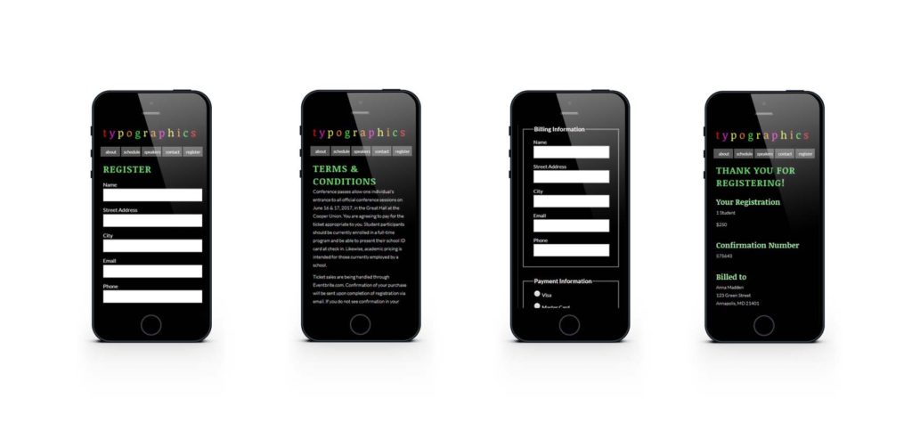 Typography website on phones
